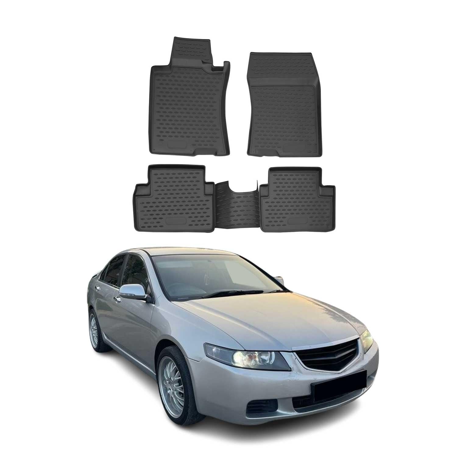 OMAC Floor Mats for Honda Accord 2003-2007 All-Weather Rubber TPE Black