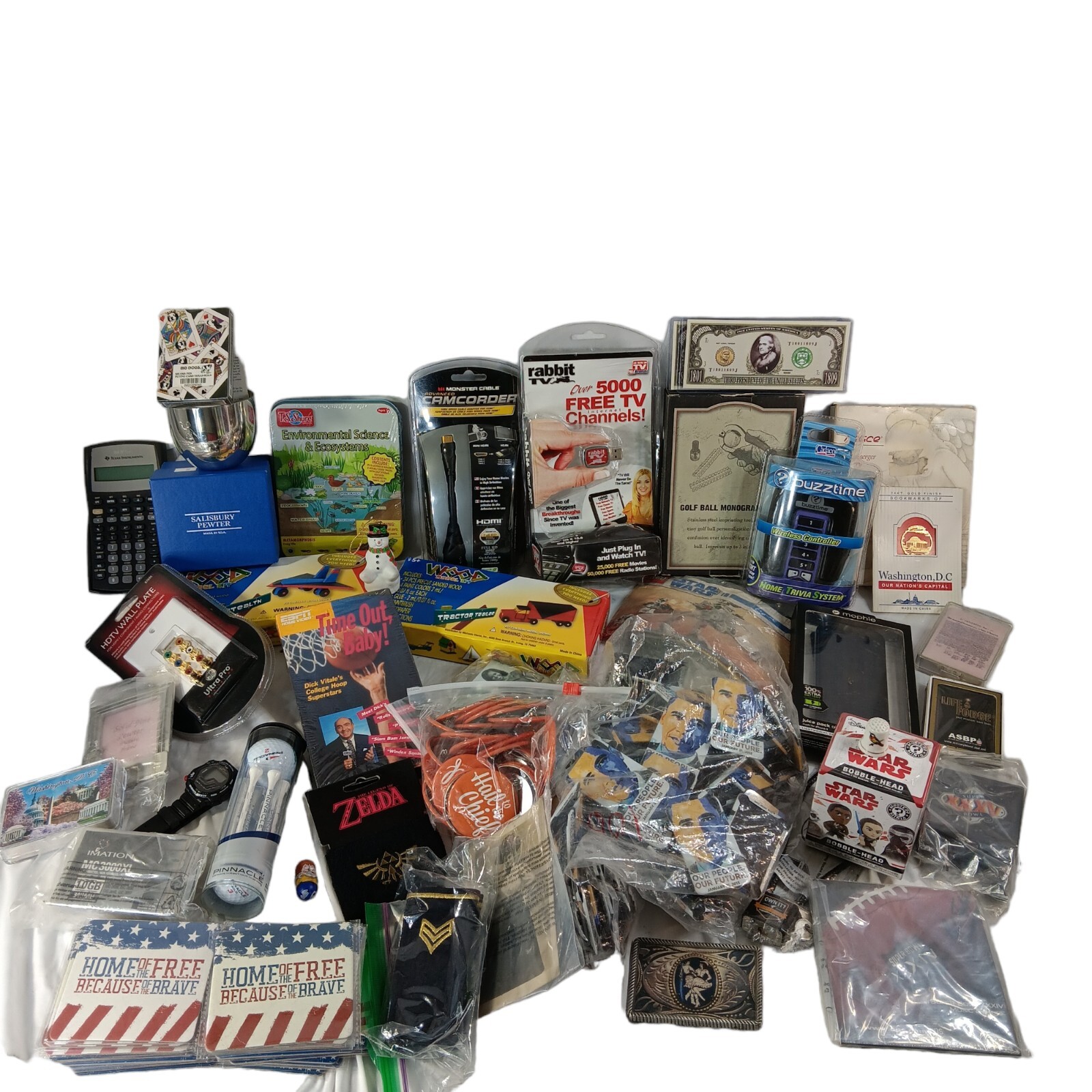 Junk Drawer Lot Miscellaneous Pewter Games Innaugral Pins Star Wars Zelda 13LBS