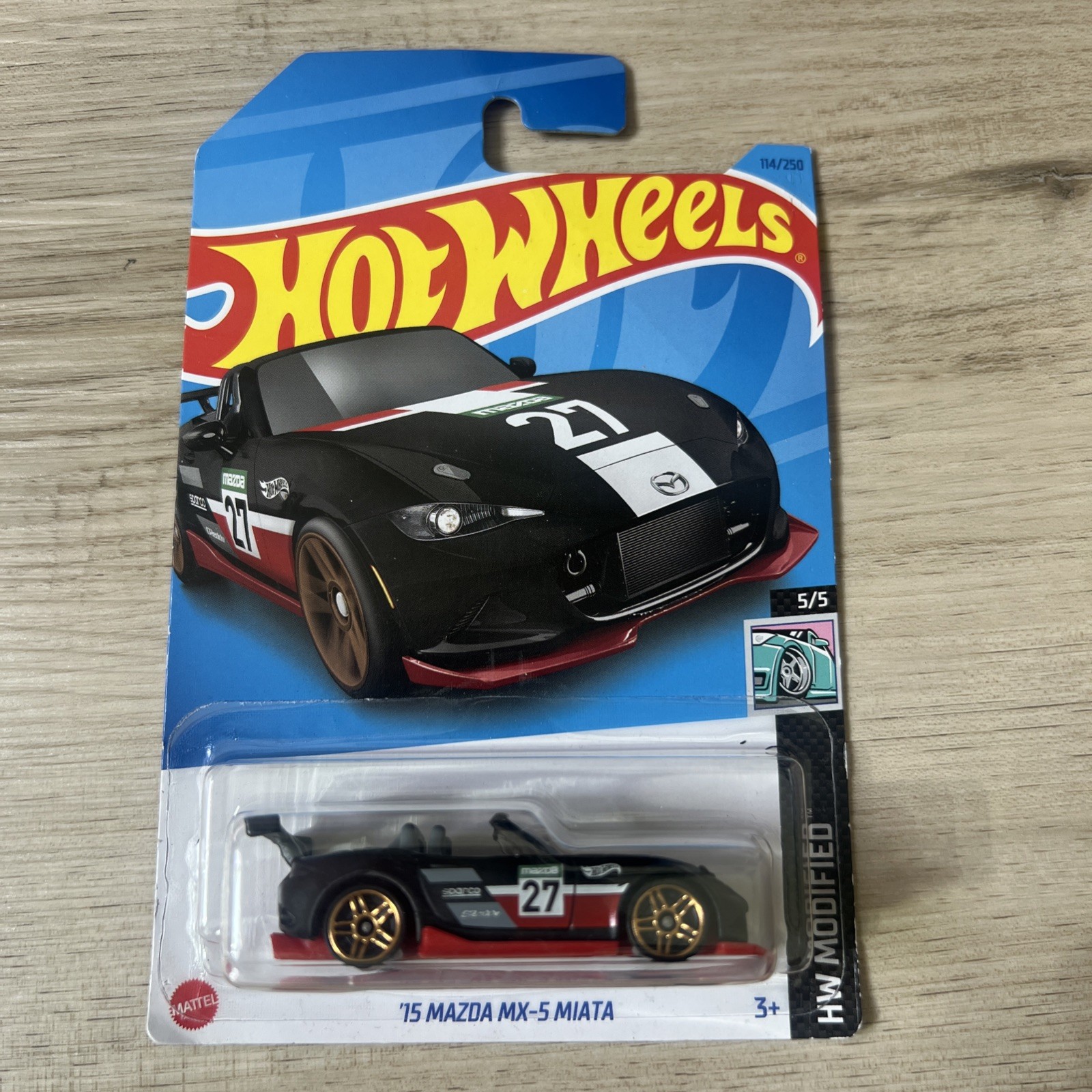 Hot Wheels ’15 Mazda MX-5 Miata HW Modified #5/5 Black Diecast 1:64 Scale New