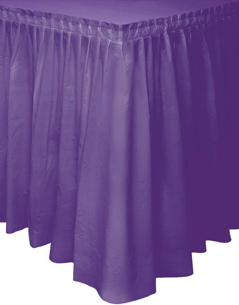 Unique Industries Purple Solid Plastic Table Skirt, 29 in x 14 Ft Length