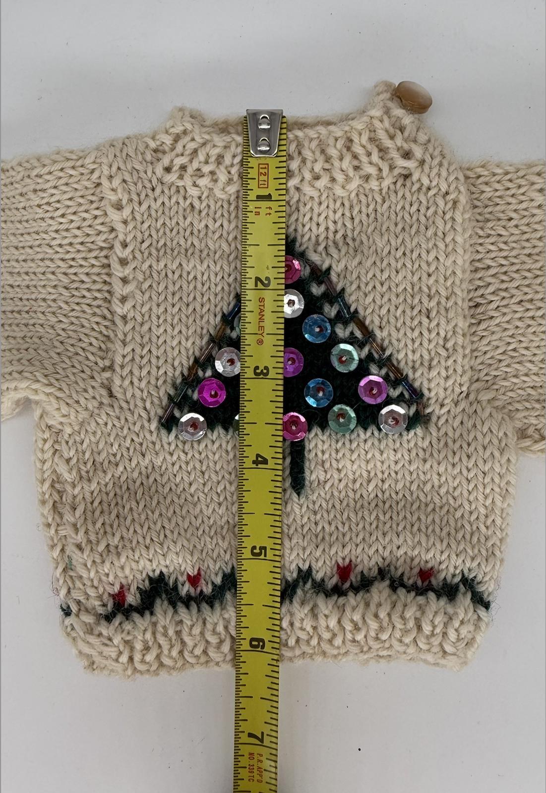Boyds Bear Mini Sweater w/ Sequin Tree, 1990s Wool Blend