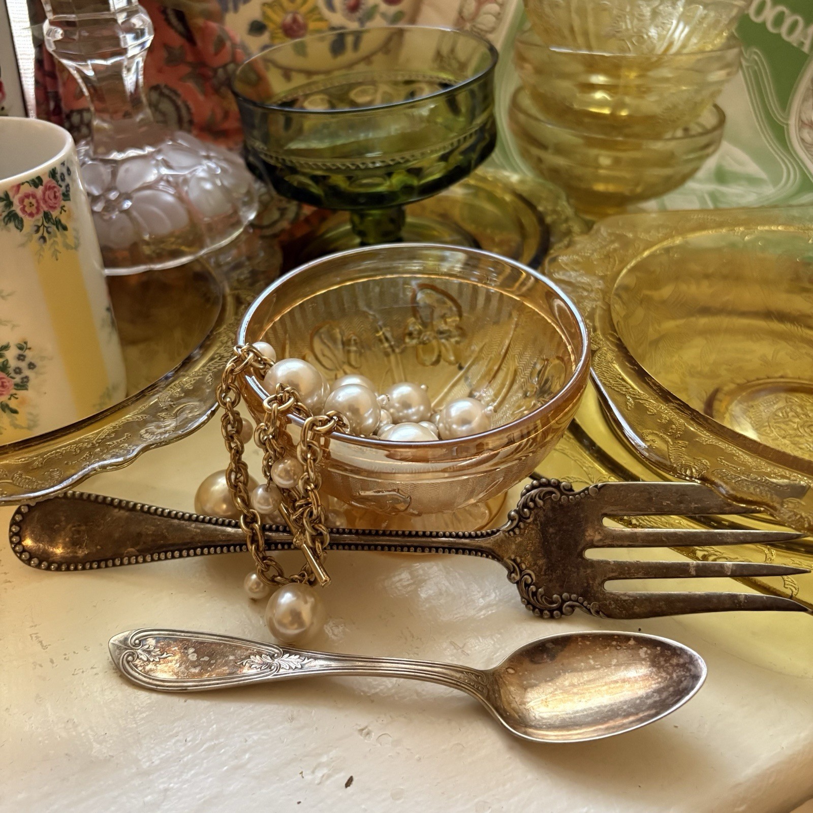 Vintage Estate Sale Mystery Box 5pc Mixed Lot Porcelain Glassware Jewelry Vtg
