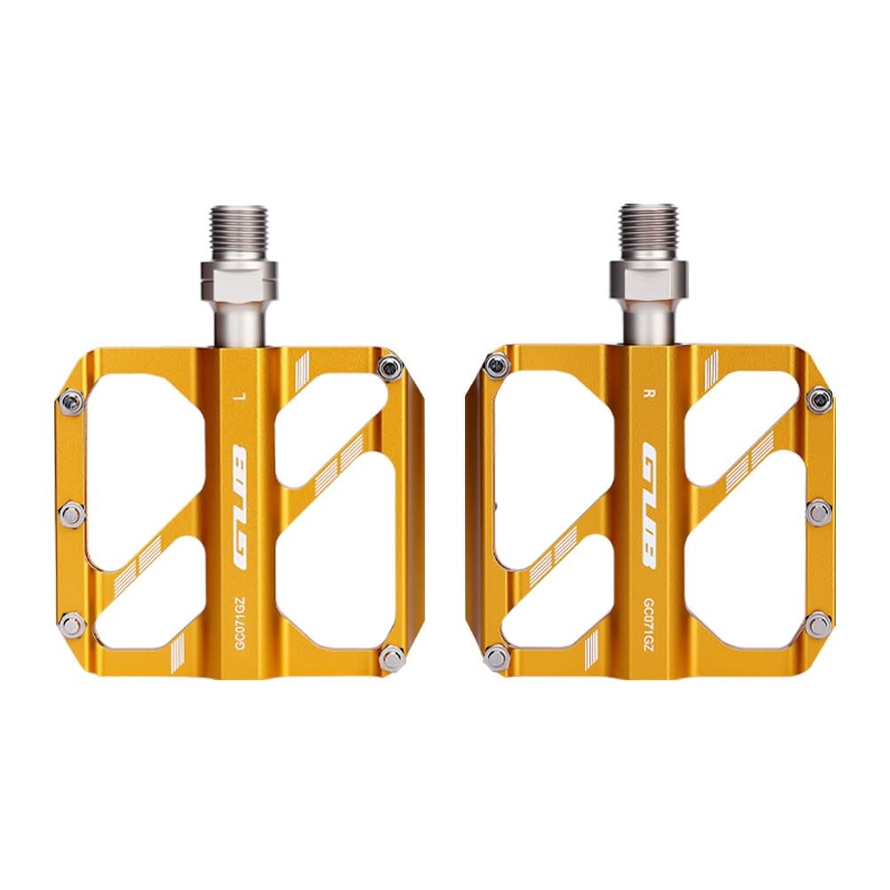 GUB GC-071 Aluminum Alloy Bike Pedals, 3 Bearings, MTB Road Folding Pedal Gold