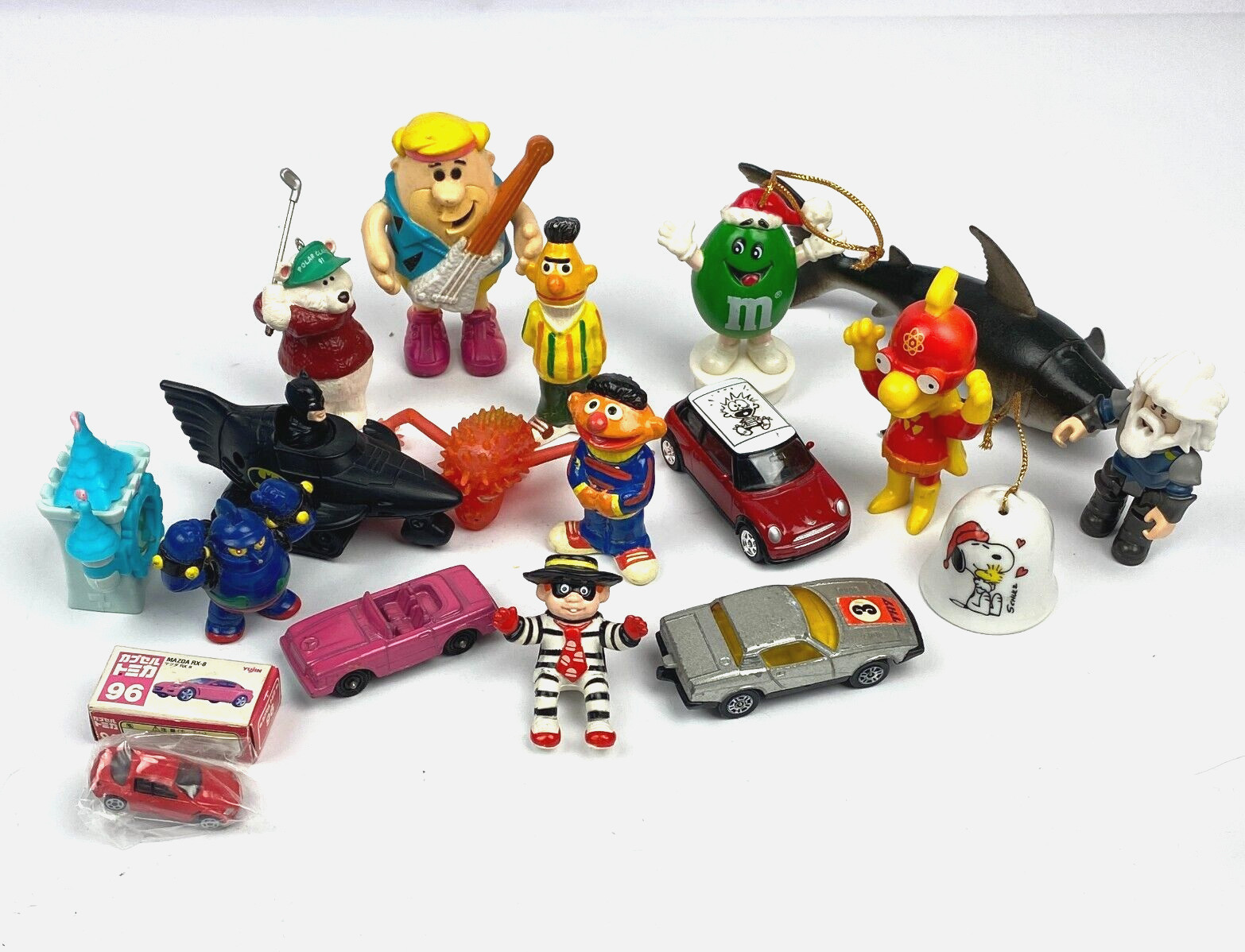 Lot Junk Drawer Toys Simpsons Sesame Street Tootsie Toy Flinstones Welly VTG
