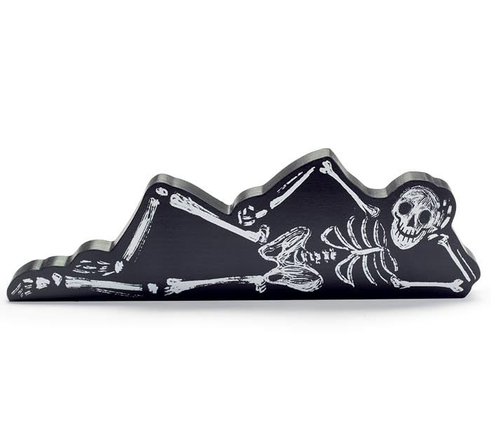 burton+BURTON Laying Skeleton Shelf Sitter Figurine 16 Inch Halloween Decor