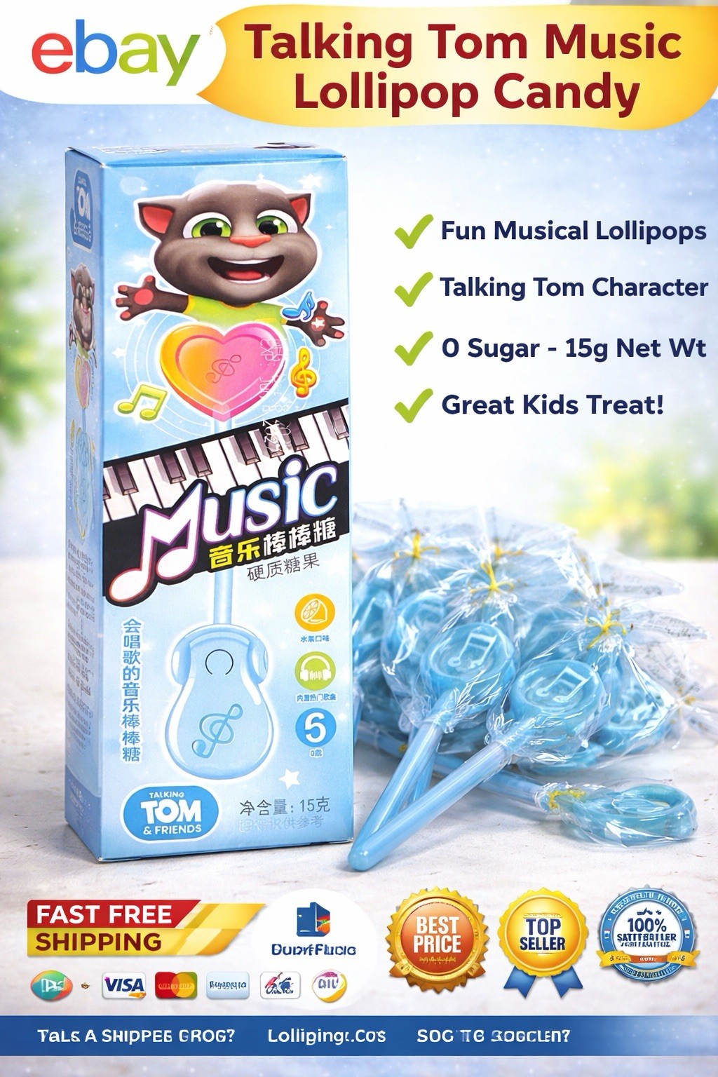 2 Pack Wholesale Lot Musical Lollipop Candy | Fruit Flavor | Sound Toy Candy New