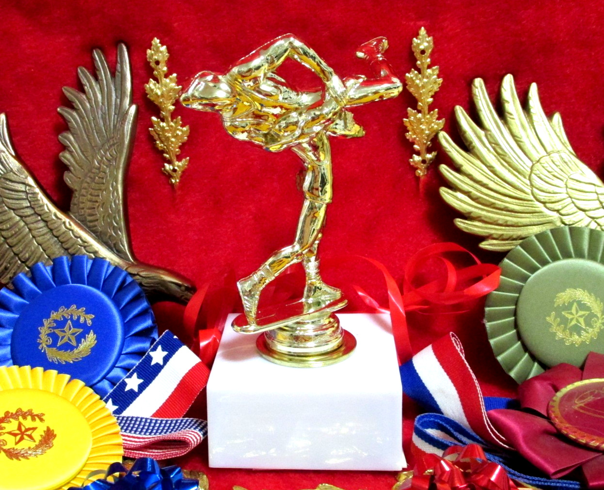 WRESTLING Trophy Double, MVP Coach Team Special Award Marbelite Base FastShip
