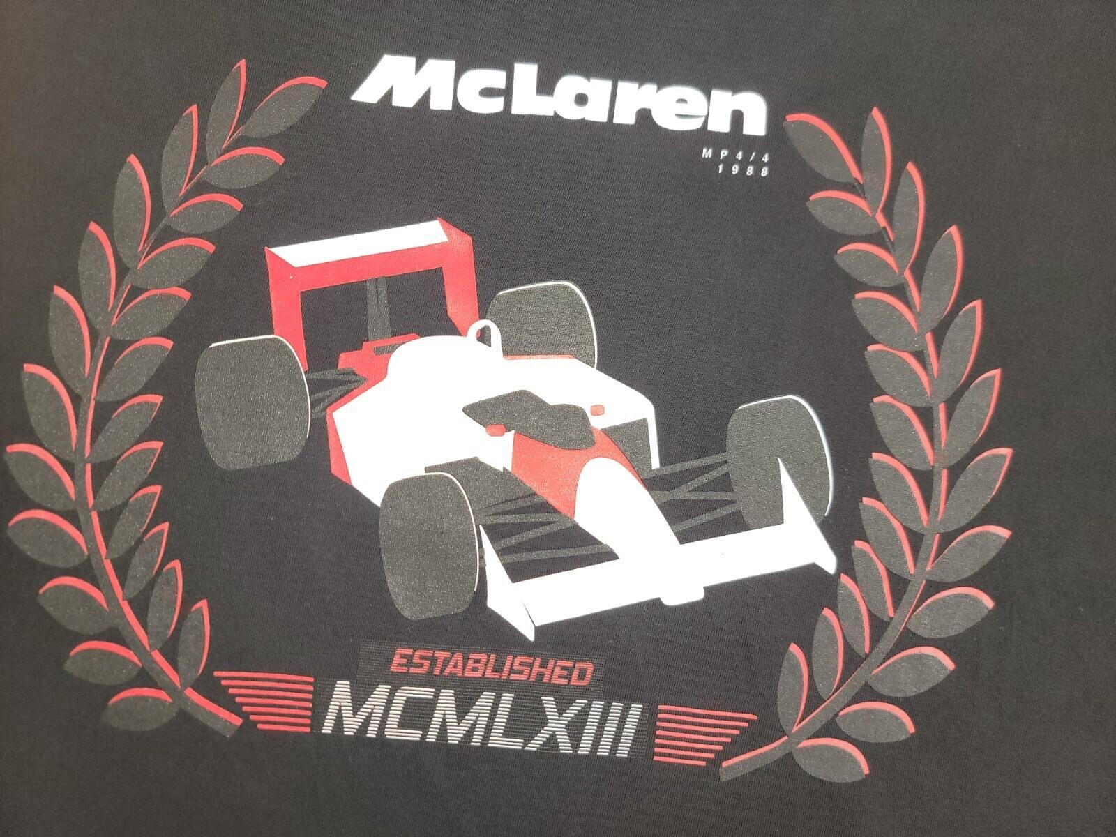 Honda McLaren Racing MP 4/4 1988 Shirt Mobil1 Men Sz Large (Wide) Black MCMLXIII