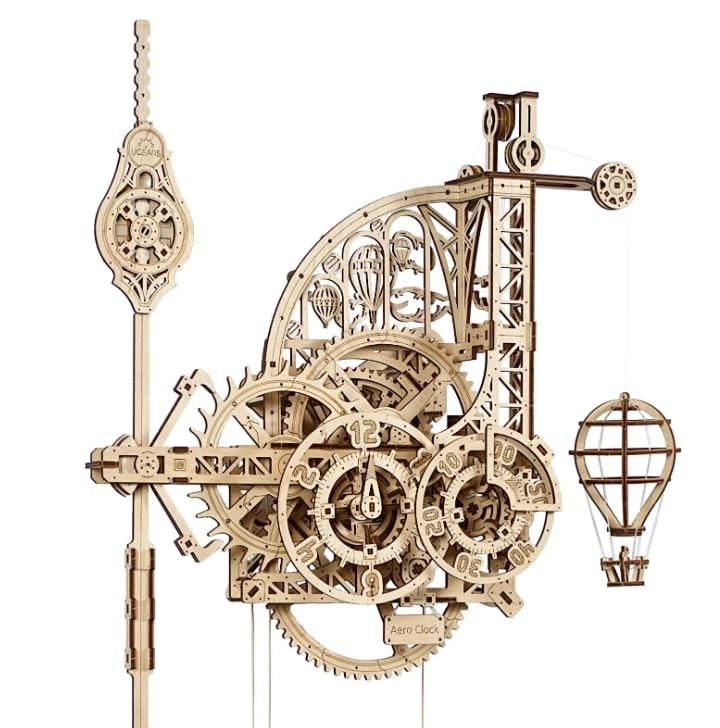 UGEARS Aero Clock Wood Multicolor Standard Functional Jigsaw Natural Model