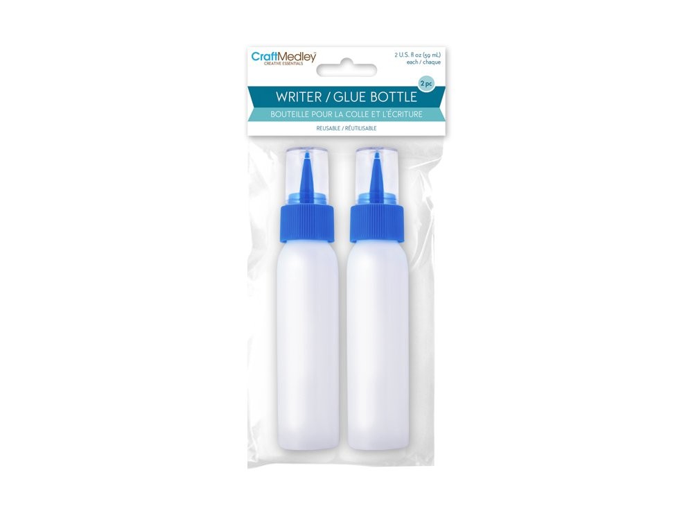 CraftMedley Plastic Writer/Glue Bottles, 2oz, Reusable, 2 oz