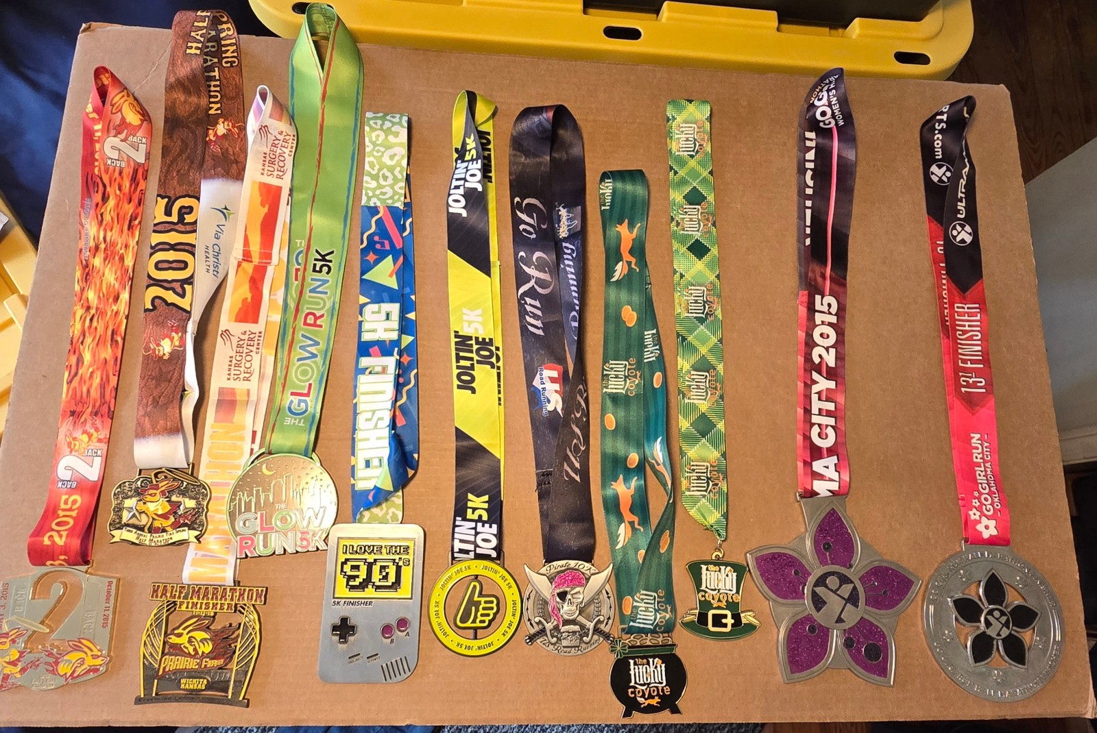 Lot 11 Race Finisher Medals 5K Half Marathon Glow Run Go Girl Run Lucky Coyote