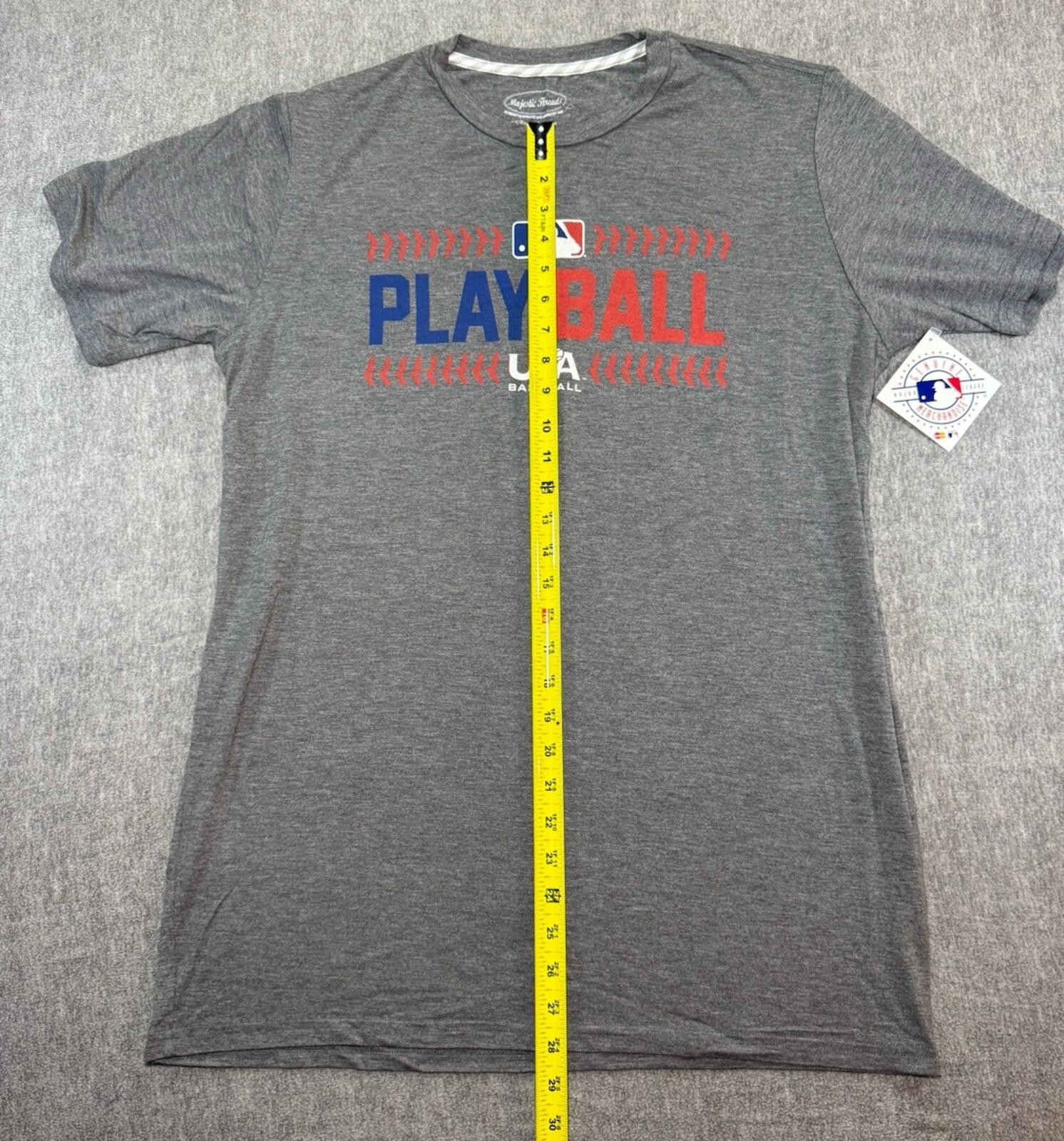 NEW USA Baseball Majestic Threads Genuine MLB Merchandise Men’s Shirt-XL/Gray