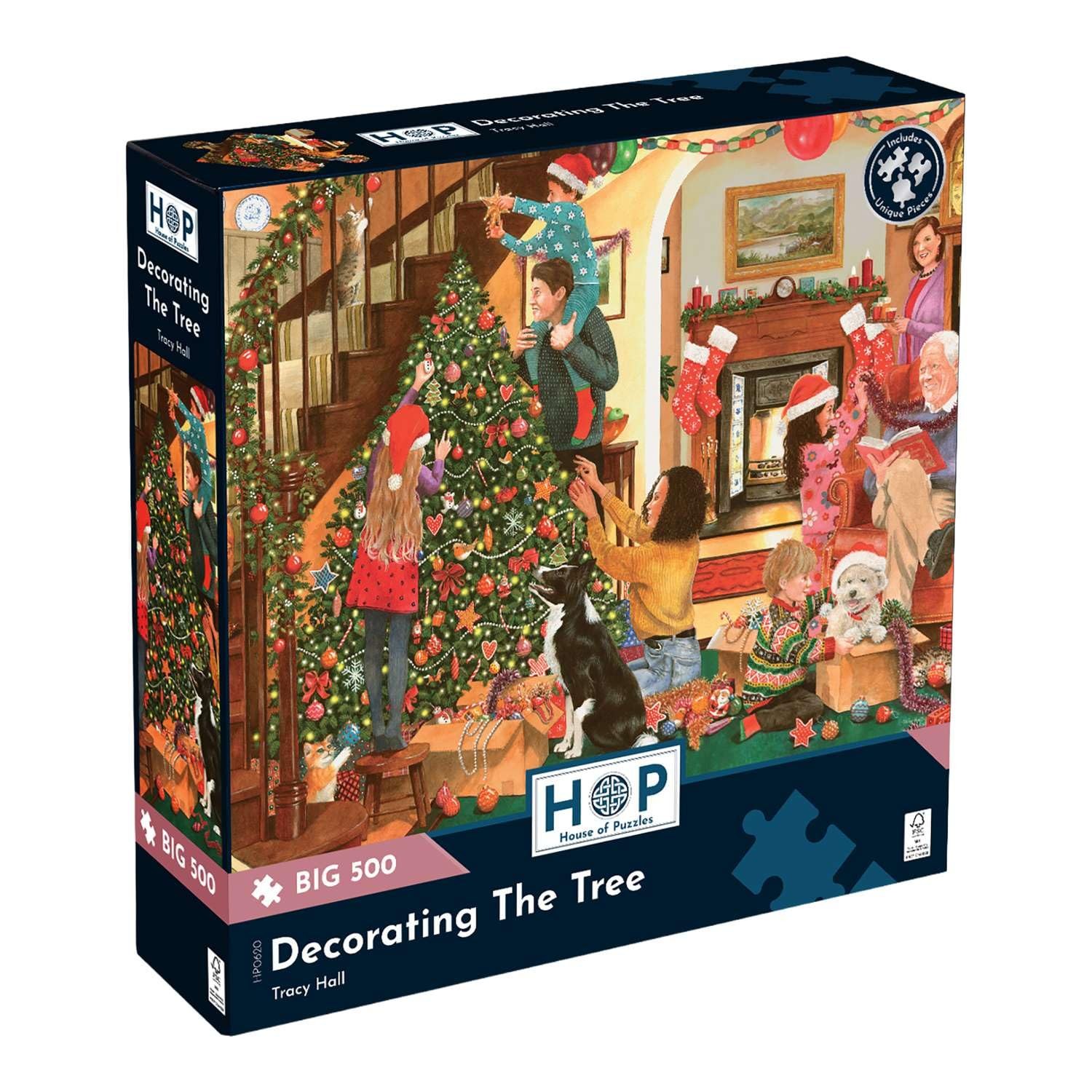 House of Puzzles Decorating the Tree 500 Piece Large Jigsaw Puzzle