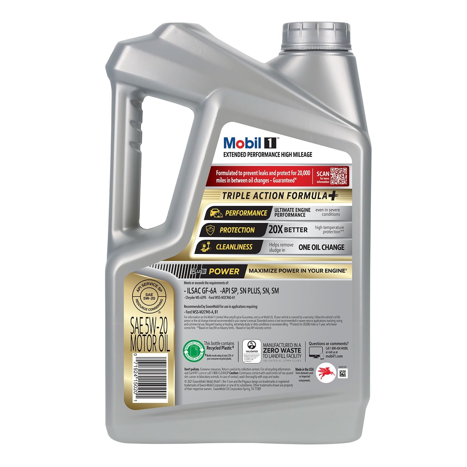 Mobil 1 Extended Performance High Mileage Full Synthetic 5W20 Motor Oil 5 Quart