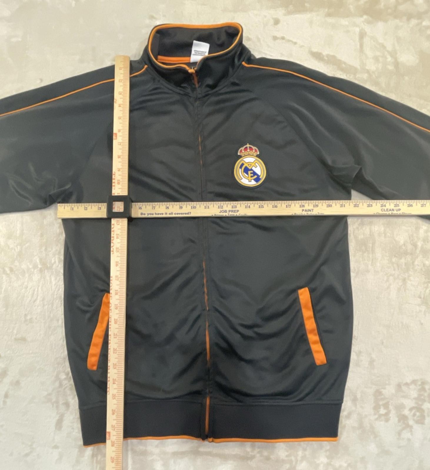Real Madrid Track Jacket Top Black & Orange Men’s Size Large Excellent Cond.