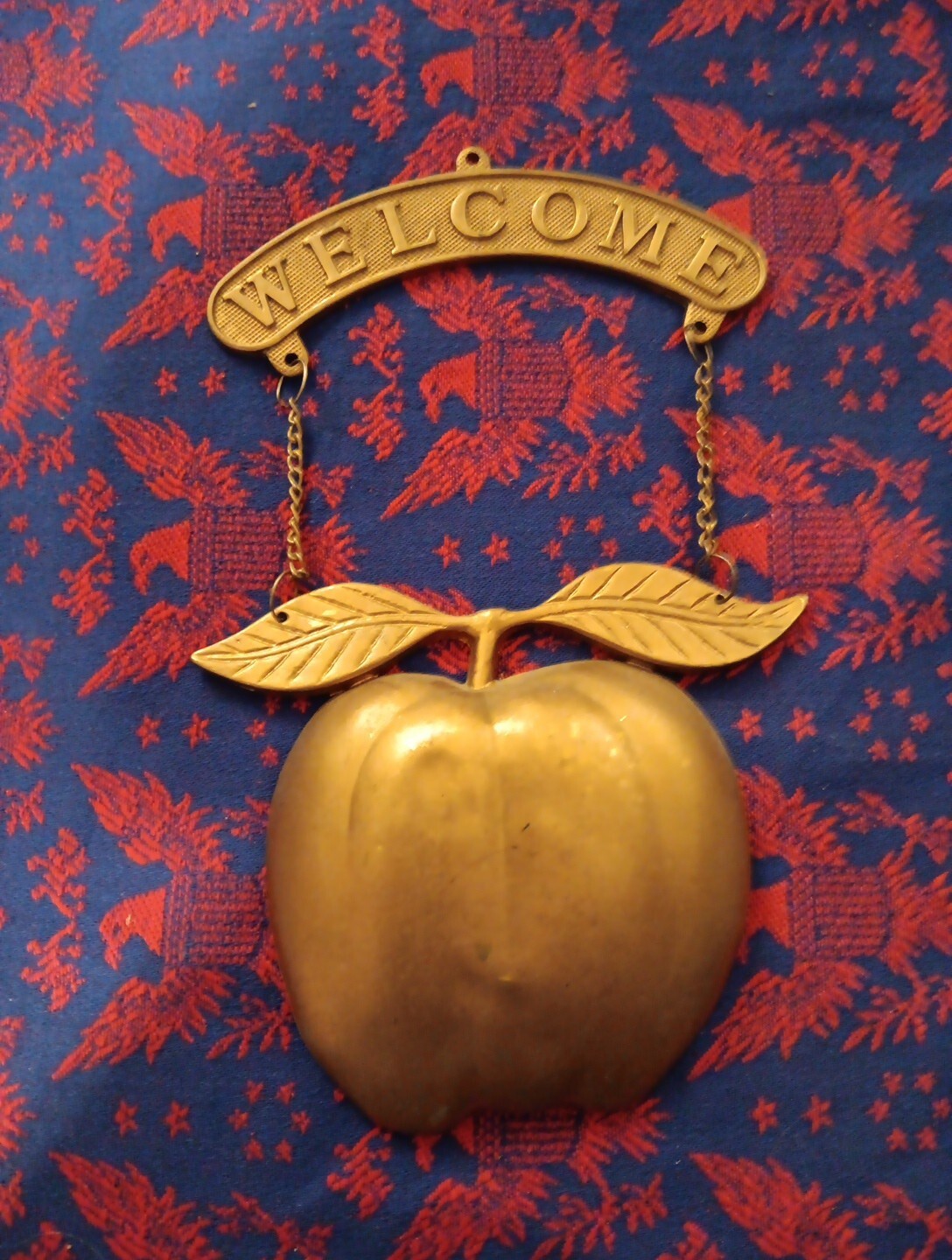 VTG Brass Sign Front Door Welcome and Apple A1
