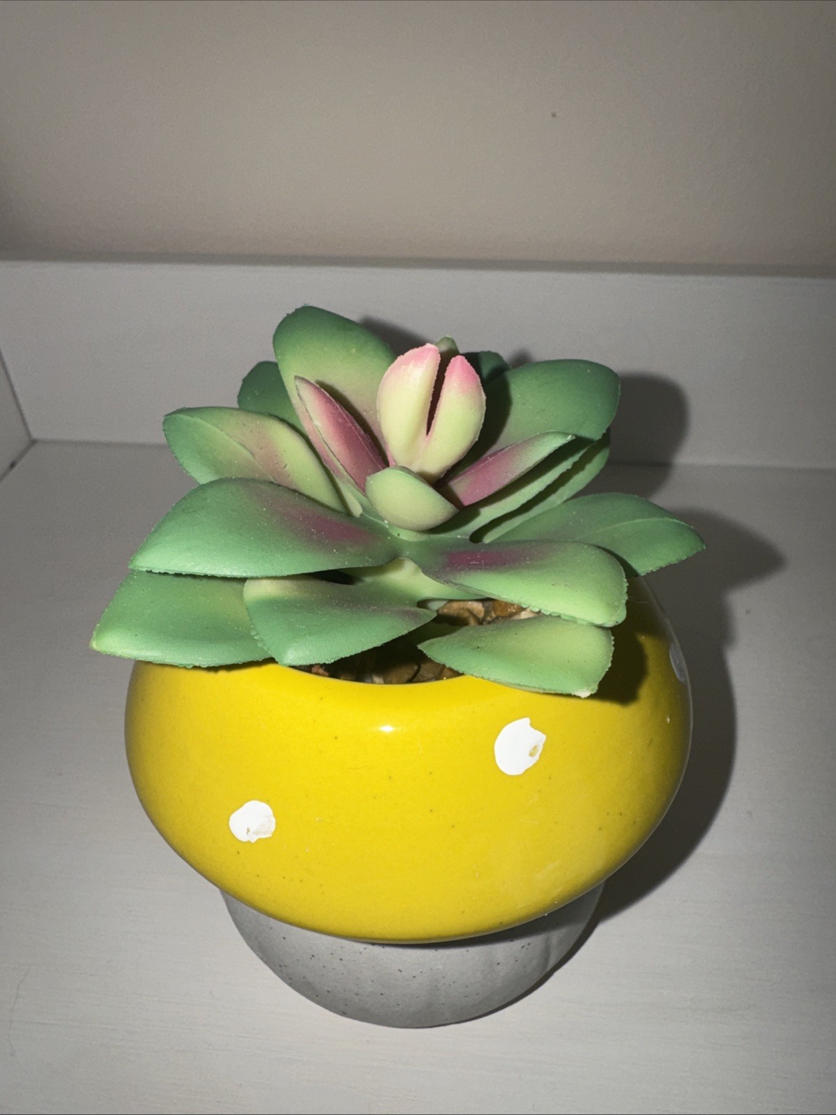 Yellow Mushroom Succulent Pot Faux Mini Plant Desk Decor