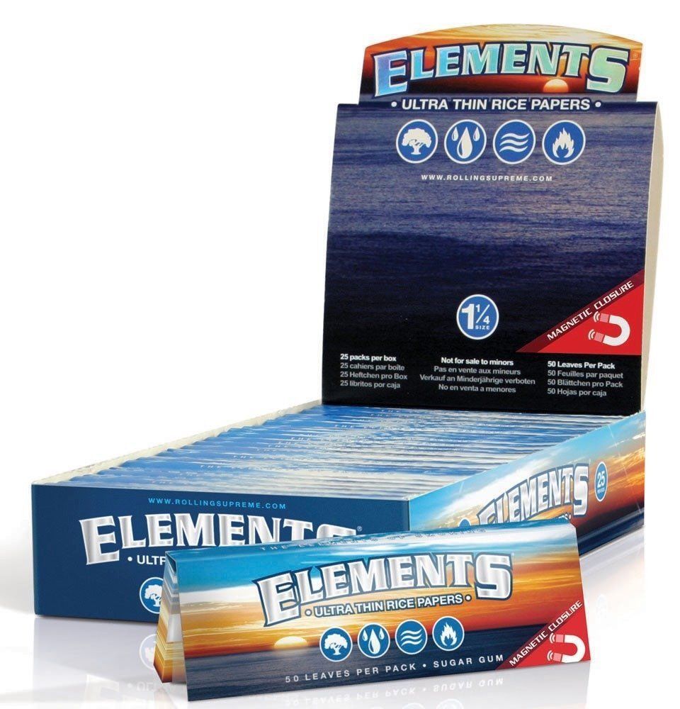 Elements 1.25 Rolling Paper – Full Box 25 PACKS – Ultra Thin Rice 1 1/4 Size