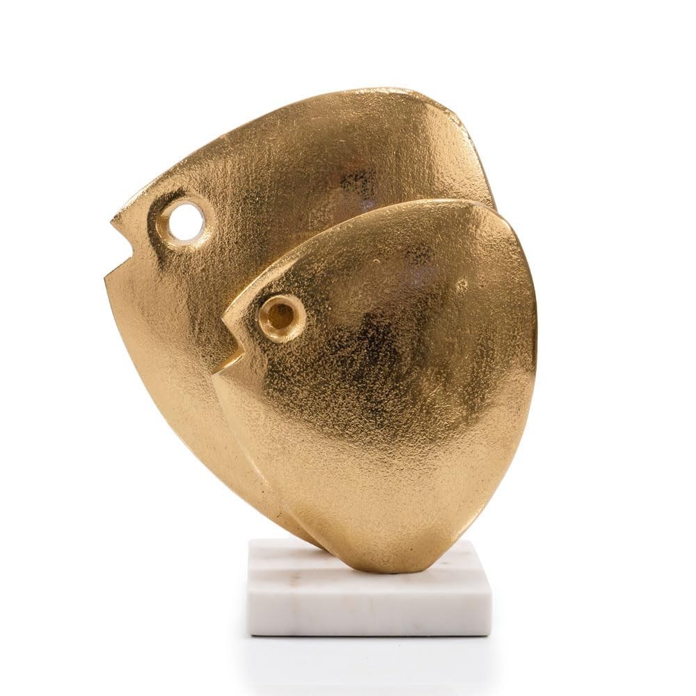 Modern Day Accents Gold Fish Sculpture 10.5″ Coastal Nautical Decor Statue