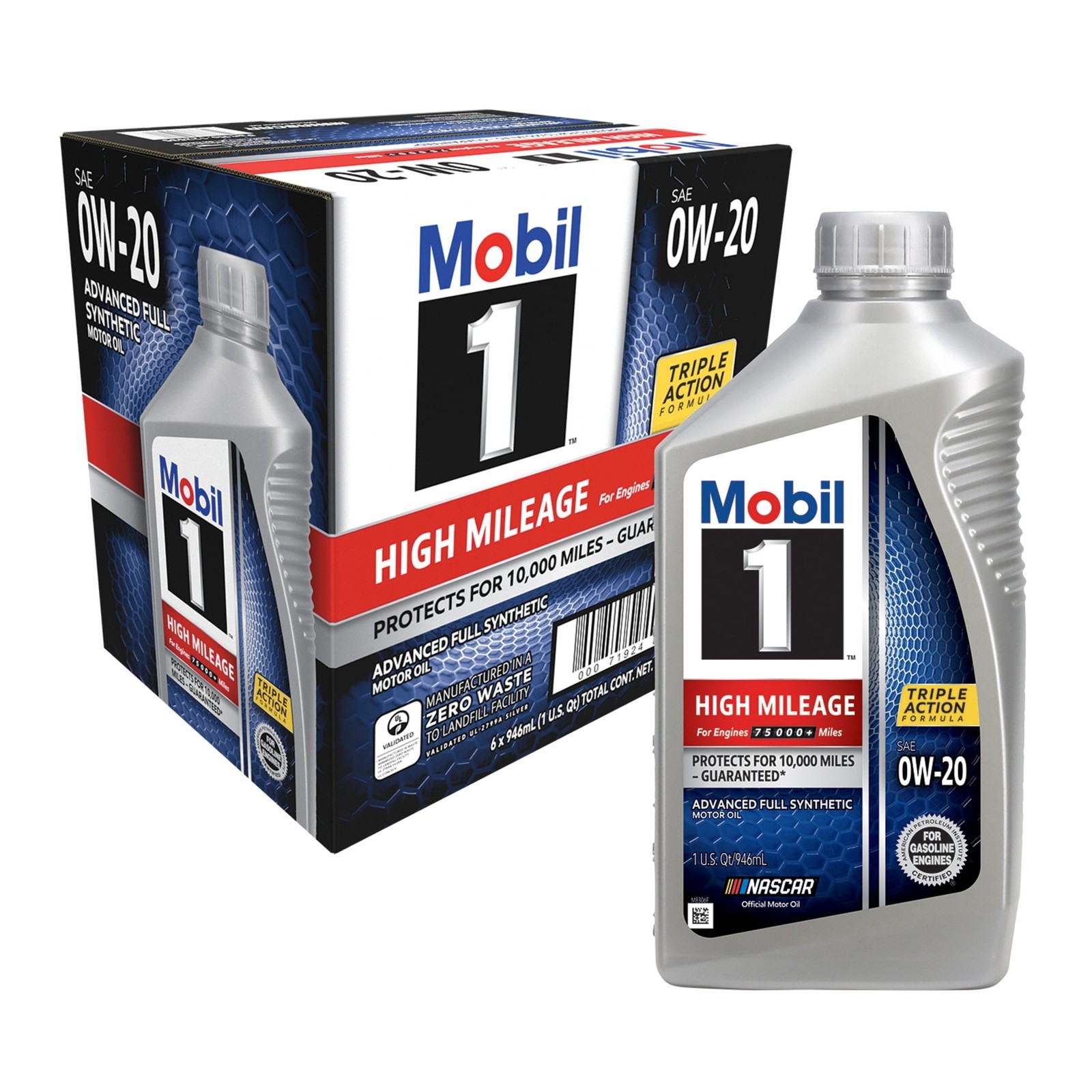(5 pack High Mileage Full Synthetic Motor Oil 0W-20 1 Quart