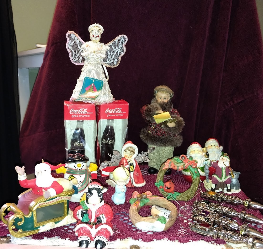 Vintage Junk Drawer Lot Christmas Trinkets Treasures ornaments figurines Santa