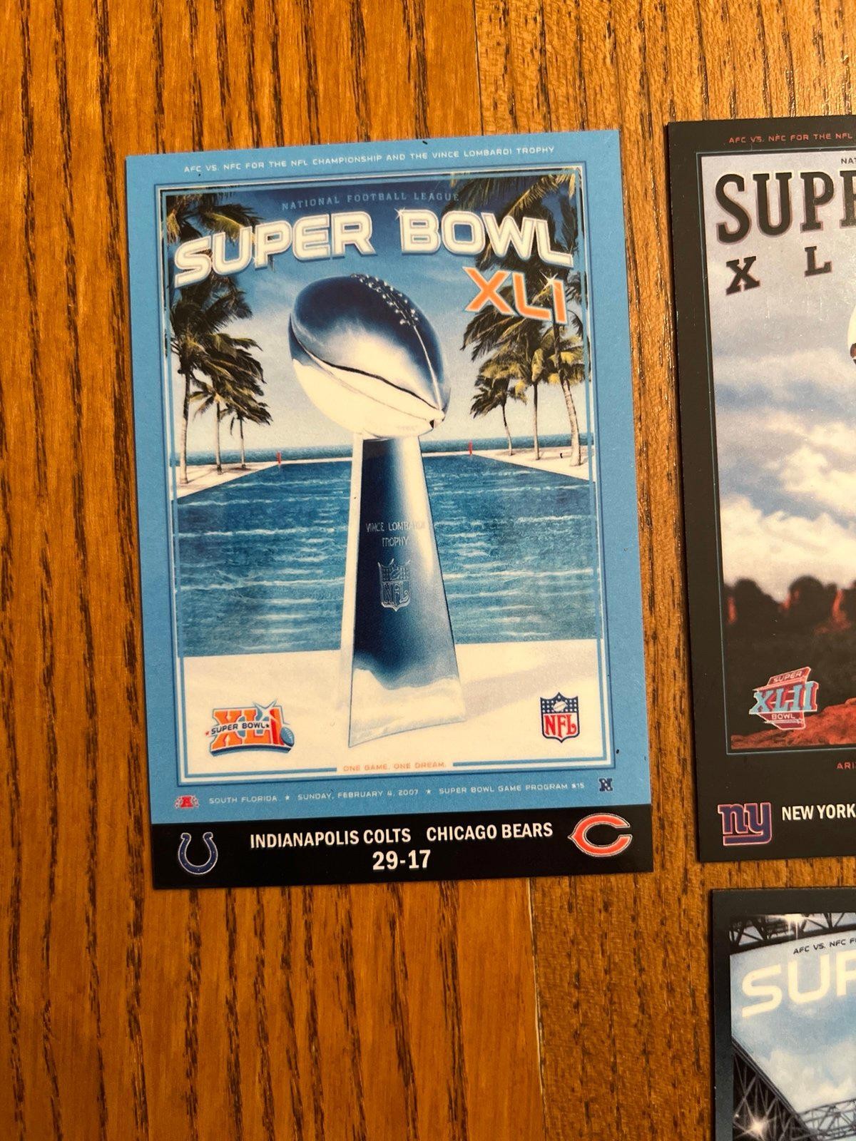 Super Bowl 41-50 FRIDGE MAGNETS XLI-L 2000s 2010s football fandom poster art
