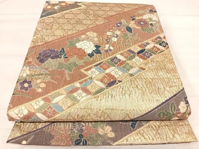 Six pattern bag obi Karaori flower pattern gold thread pure