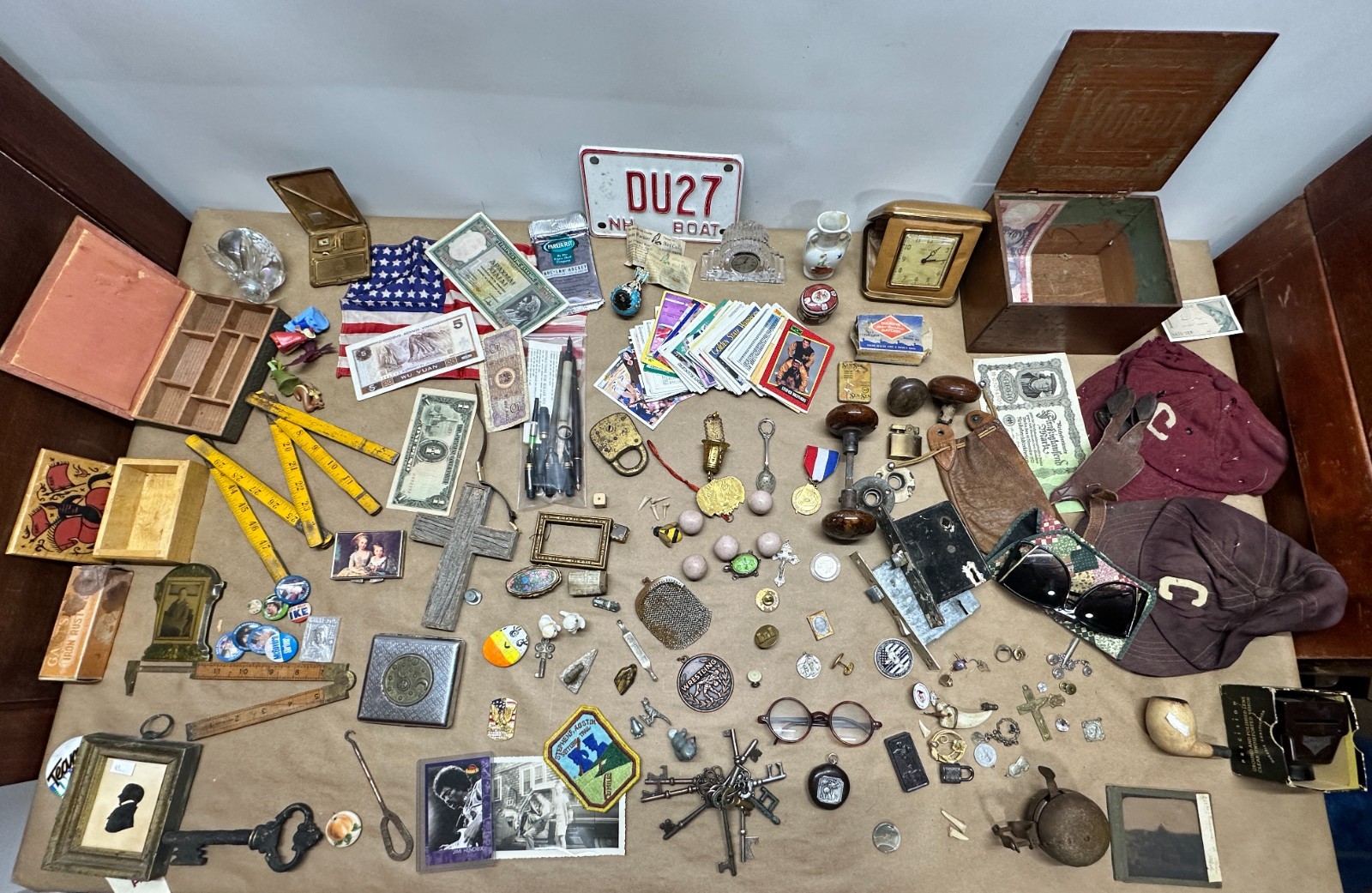 Junk Drawer Lot #2 – Random Antique Vintage Smalls – Keys, Jewelry, Boxes, Money