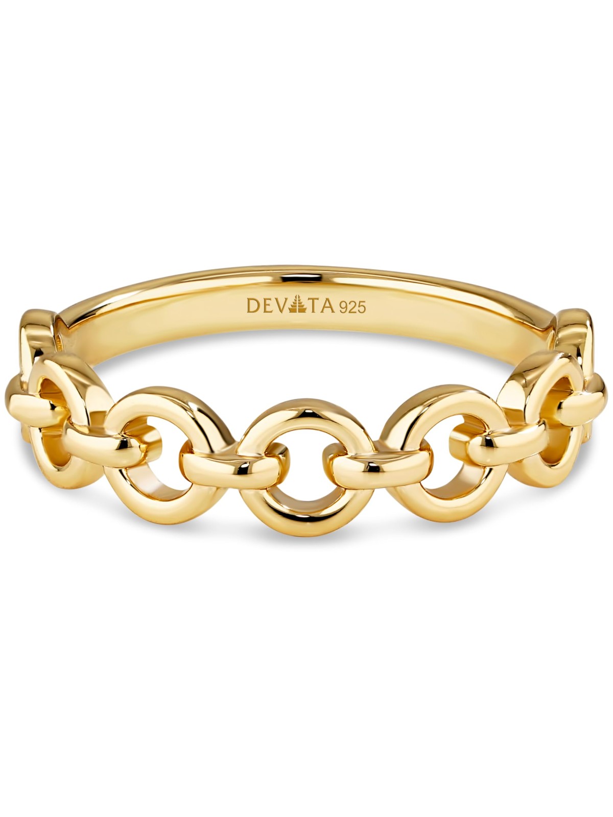DEVATA Cable Link Ring in Gold Plated Sterling Silver 925 DRR8151 (Size 06)