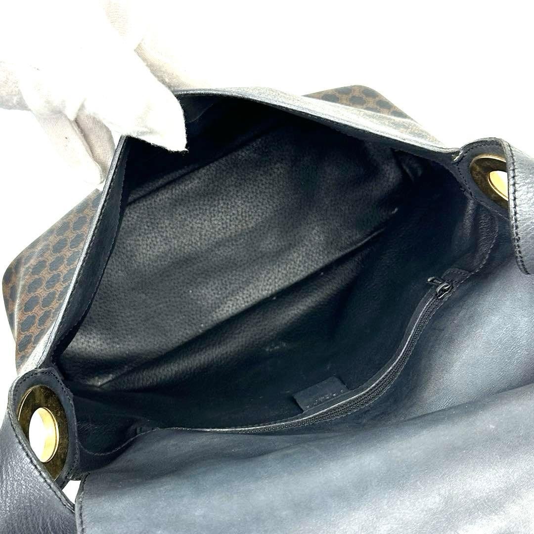 [Good Condition] Celine Shoulder Bag Triomphe Macadam Pattern PVC Leather Black