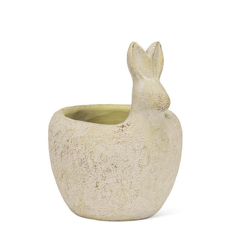 Abbott Collection Planter with Rabbit Head, Small, 5.5-Inch, Yellow, Cement
