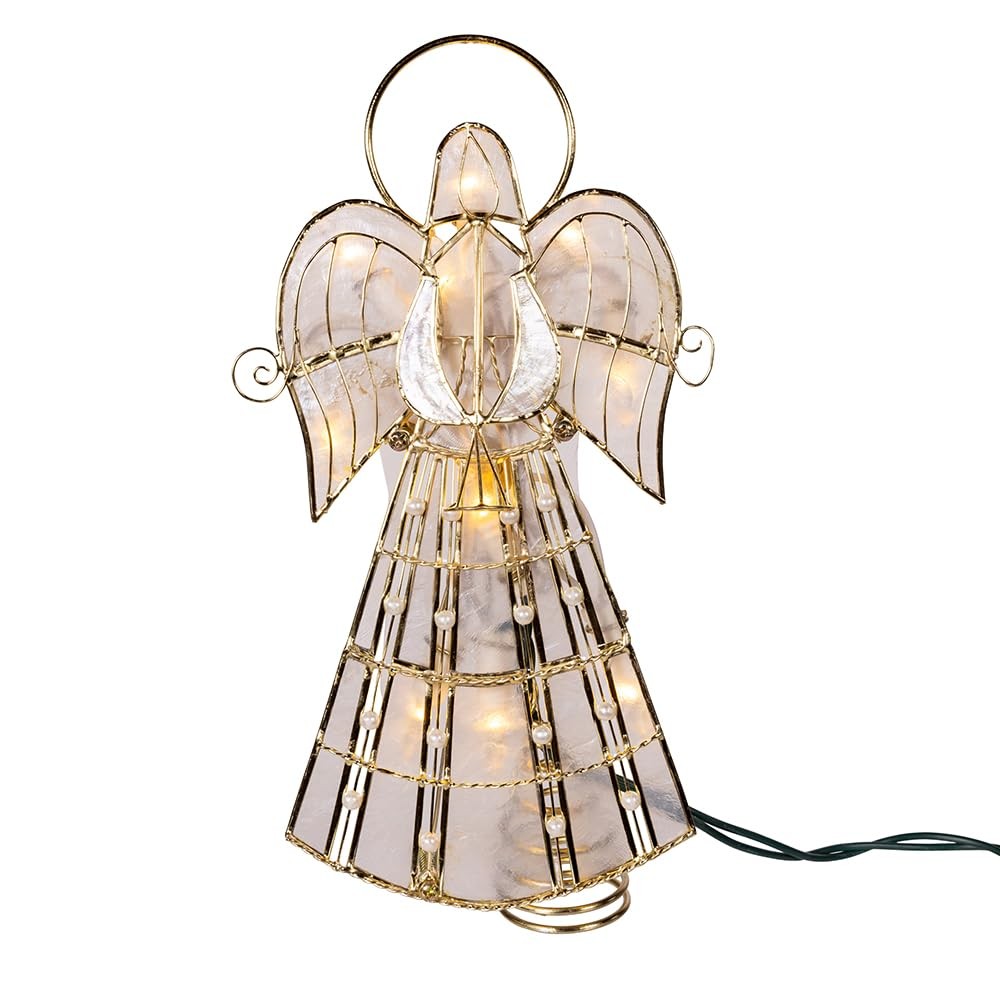 Kurt Adler 10 Lights LED Capiz Wire Angel Treetop