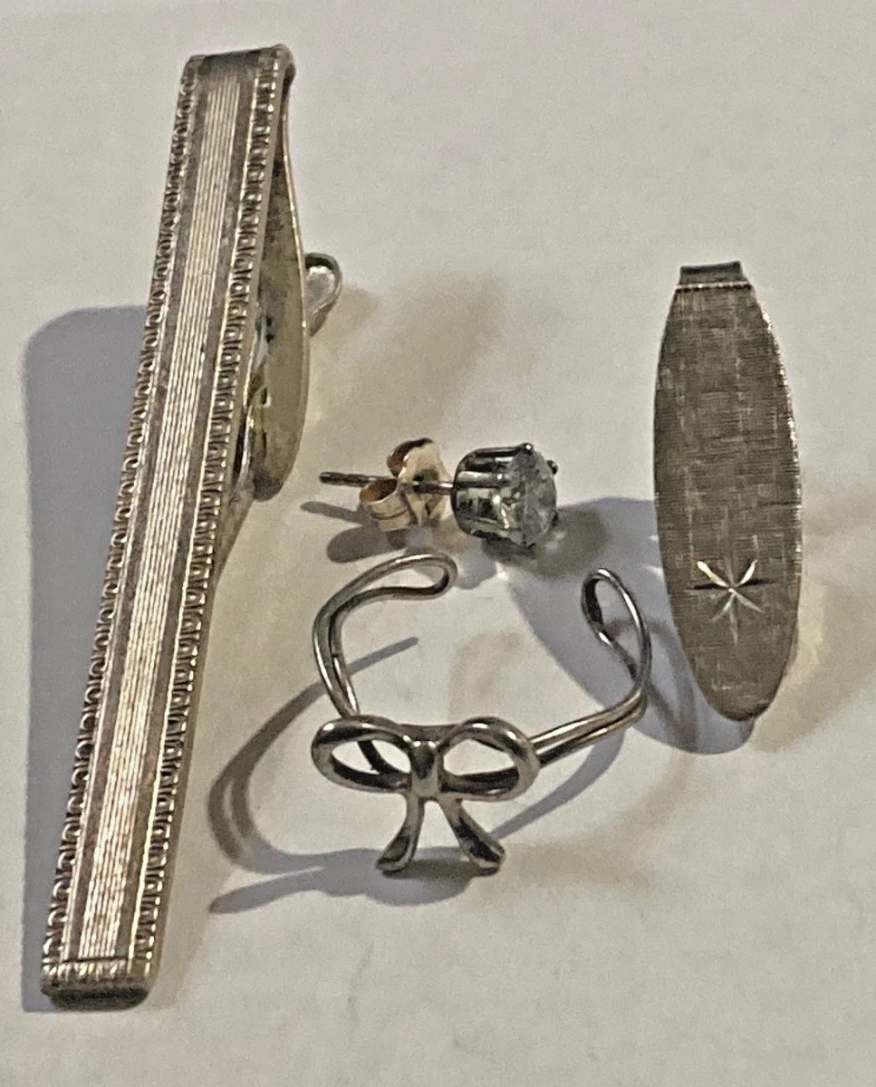 Vintage Junk Drawer Sterling Silver Jewelry Lot His/Her Ring Tie Bar Earring B31
