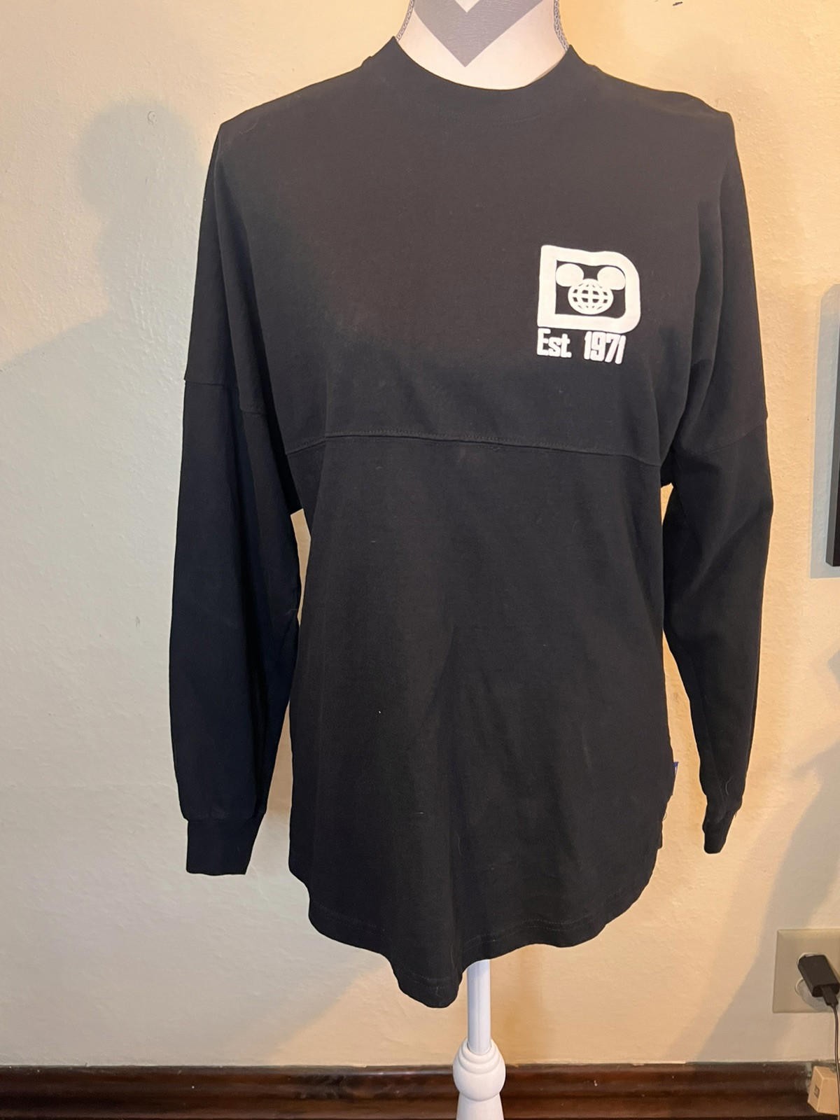 Disney Parks Spirit Jersey Black Sweatshirt Oversized Dolman Sleeves Adult XS
