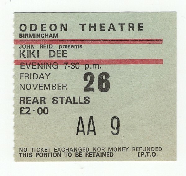 Kiki Dee Ticket Vintage Loving and Free Tour Birmingham 1976
