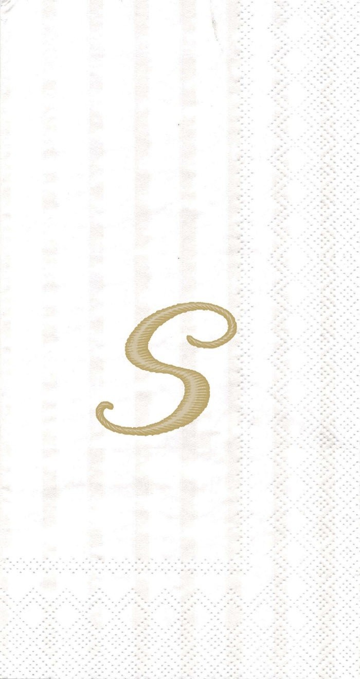 Ideal Home Range 16 Count 3-Ply Letter S Monogram Guest Towels, White/Gold