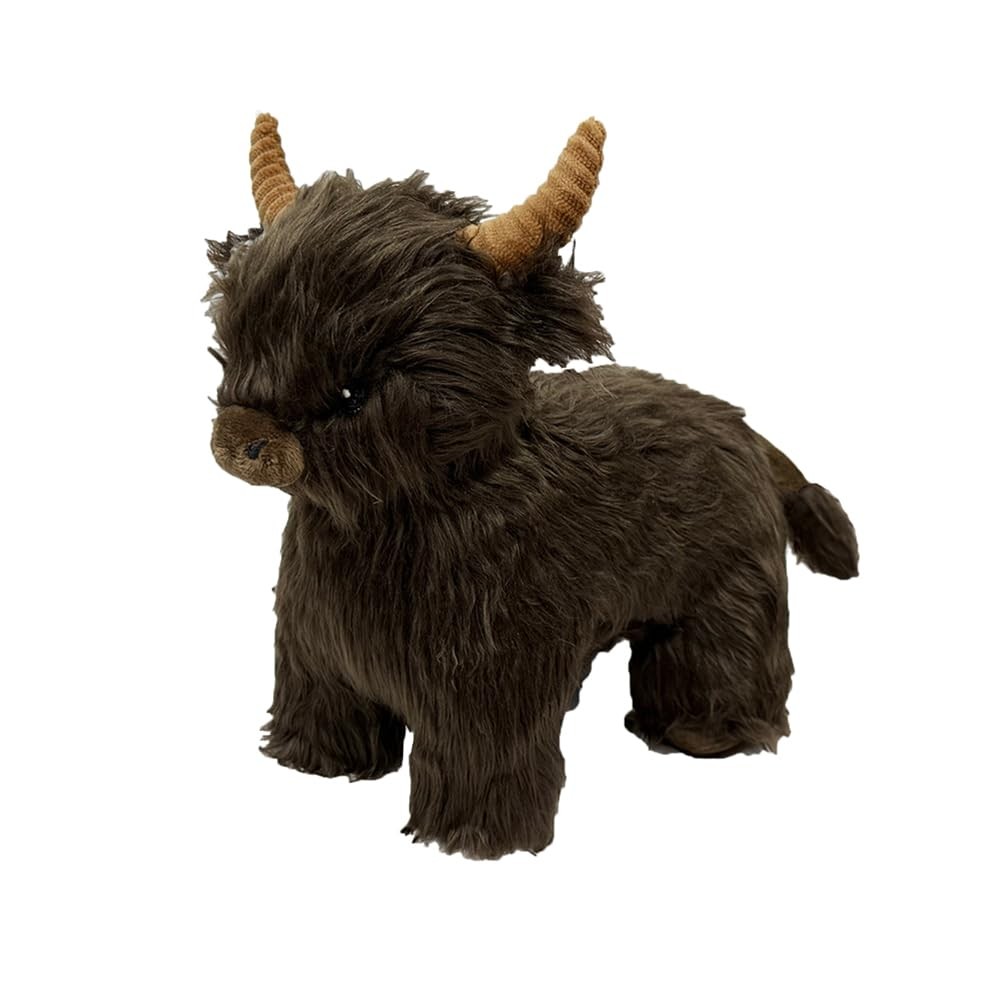 Pet Lou Highland Cow Stuffed Dog Toy, 12-inches Length, Multicolor