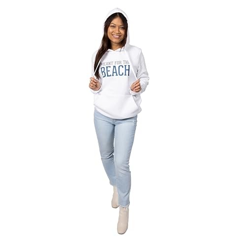 Pavilion Gift Company Beach Hoodie Sweatshirt XX-Large White Gray Blue Nautical