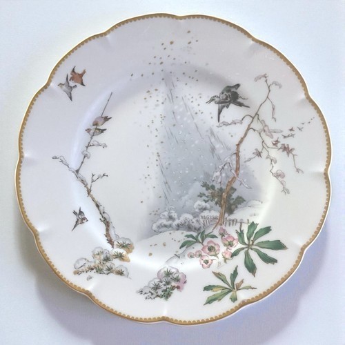 Vintage Haviland France Hiver Theatre Des Saisons Dinner Plate 10” Gold Edge
