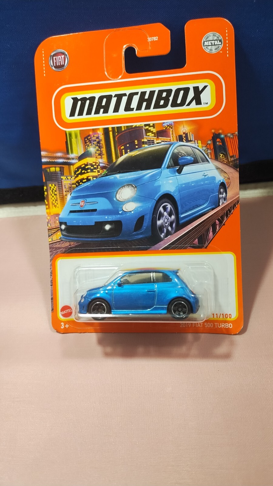 Matchbox 2019 Fiat 500 Turbo Blue Diecast 1:64 Scale Mattel