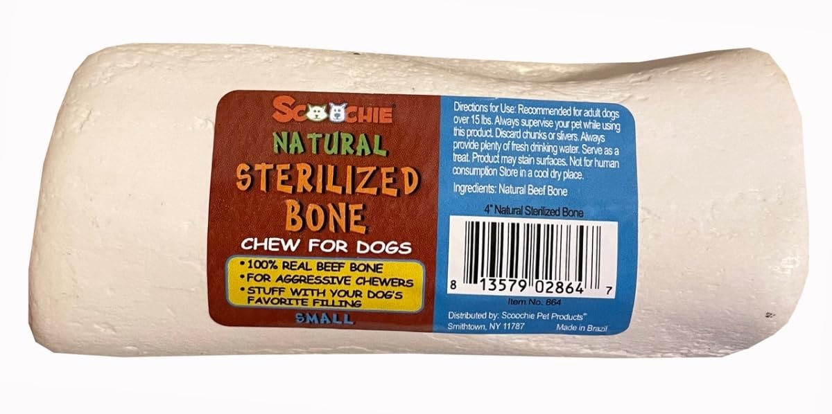Scoochie Pet Products 267 3-4 in. Natural Sterilized Bone – Small – PDQ of 12