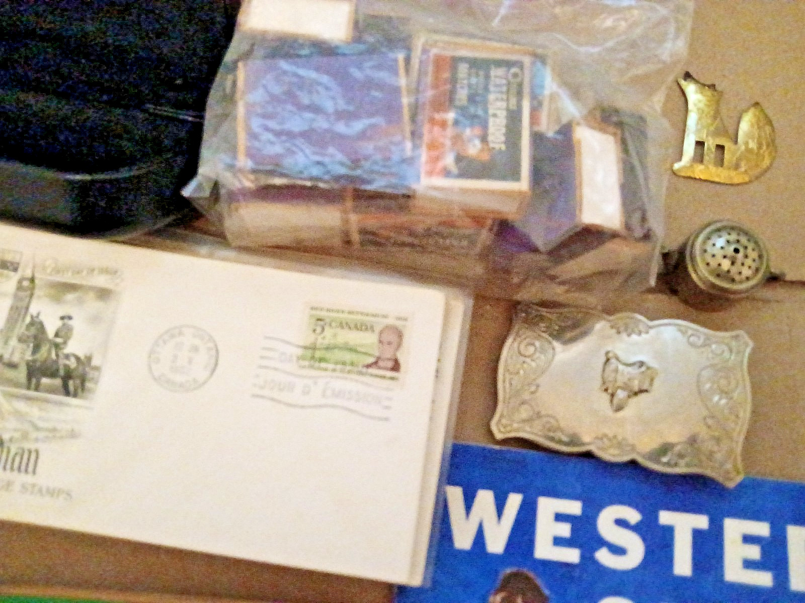 Junk Drawer Lot Vintage & Modern Lures Knives Tobacciana Ephemera Eyeglasses etc