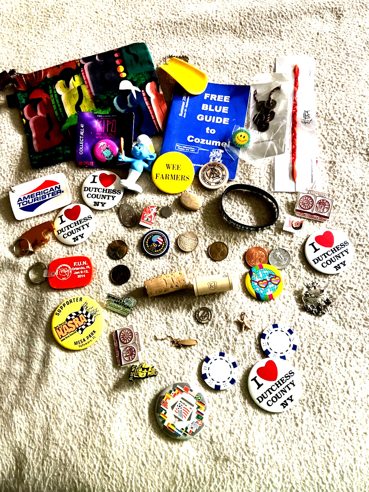 Junk Draw Lot Mixed Lot-Key Chains, Tokens, Button Pins, Etc