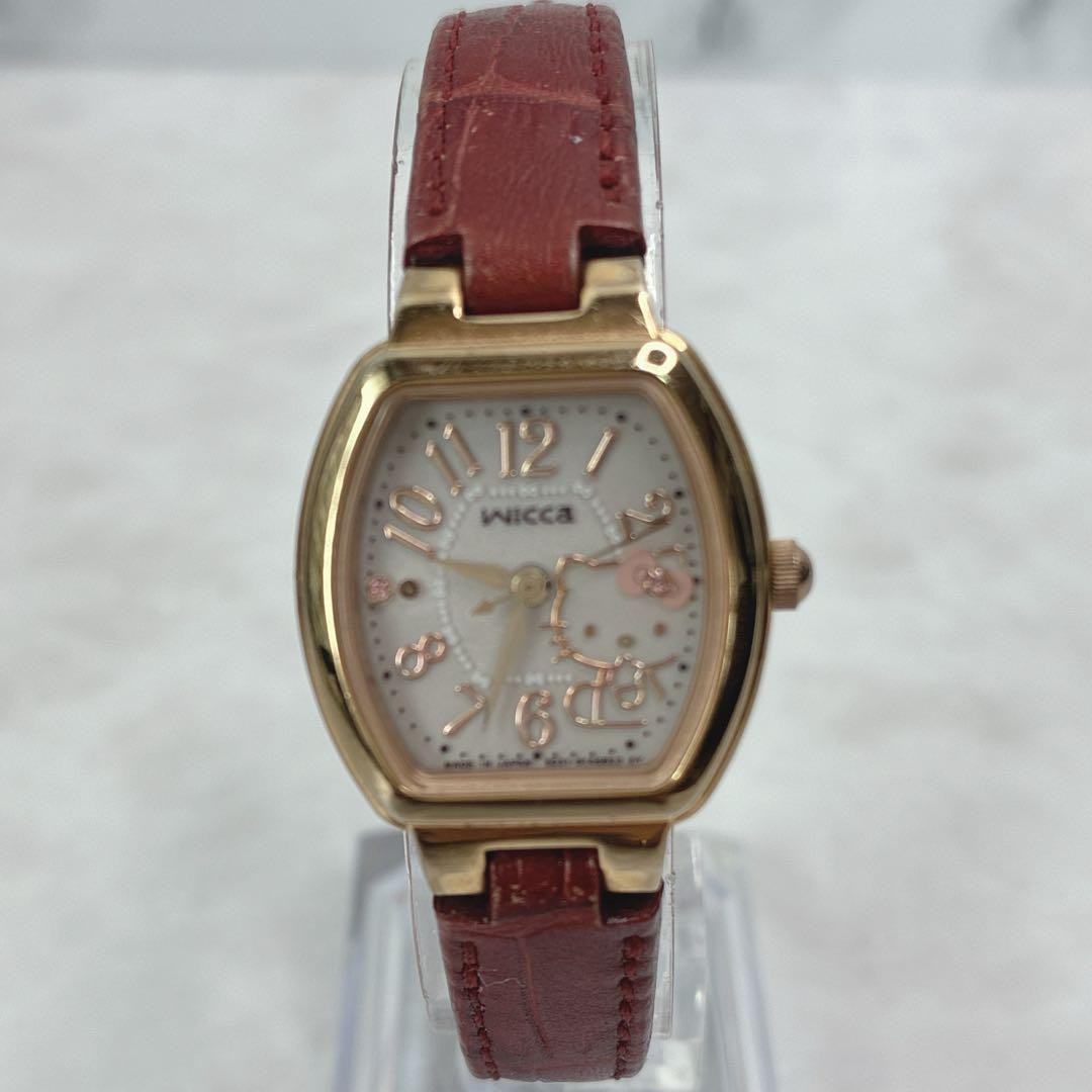 Citizen Wicca Hello Kitty Tonneau Watch Pink Gold Ladies Japan