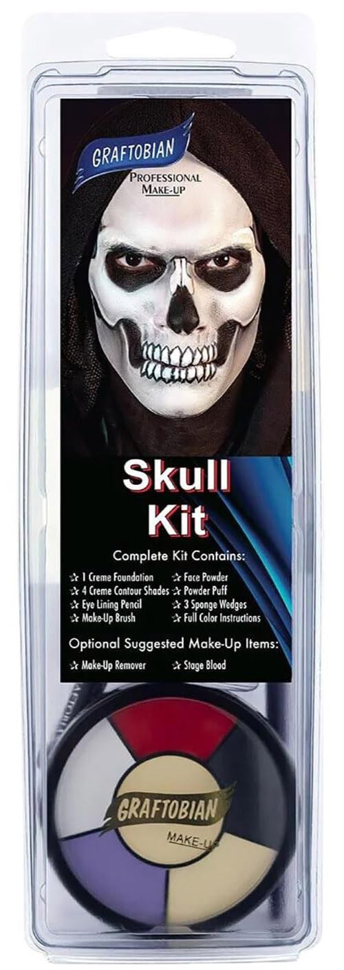 Graftobian Skull Makeup Kit – Skeleton Set for Costumes, Cosplay & Halloween