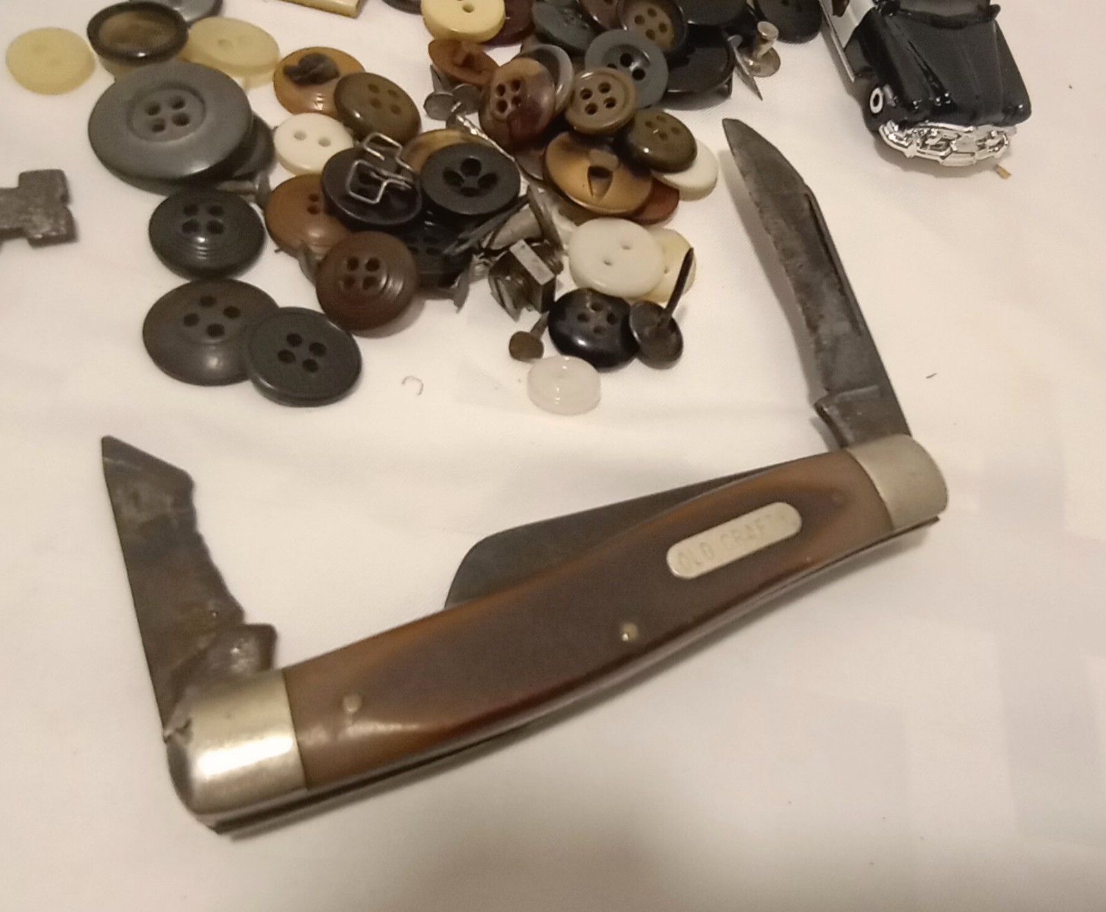 50++ Items Vintage Junk Drawer Lot Skeleton Key Marbles Old Knife USA COINS