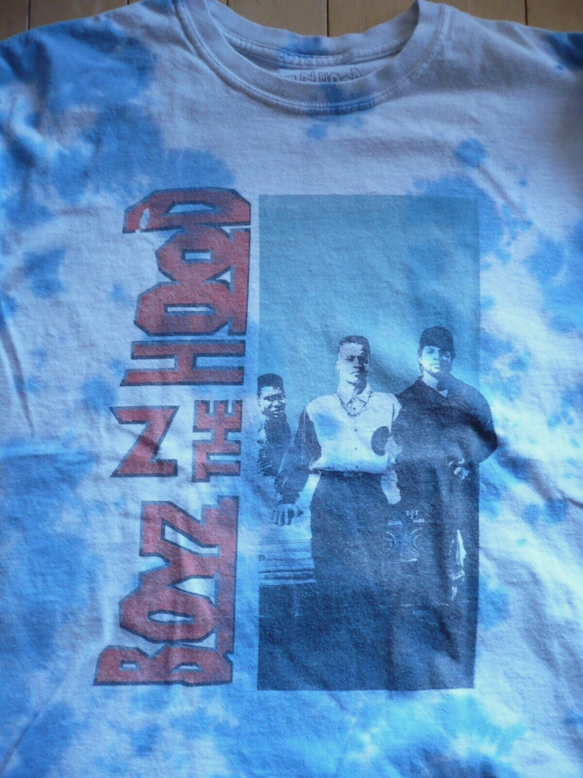 BOYZ N THE HOOD Blue White TIE DYE, T-Shirt Adult M MEDIUM Short Sleeve