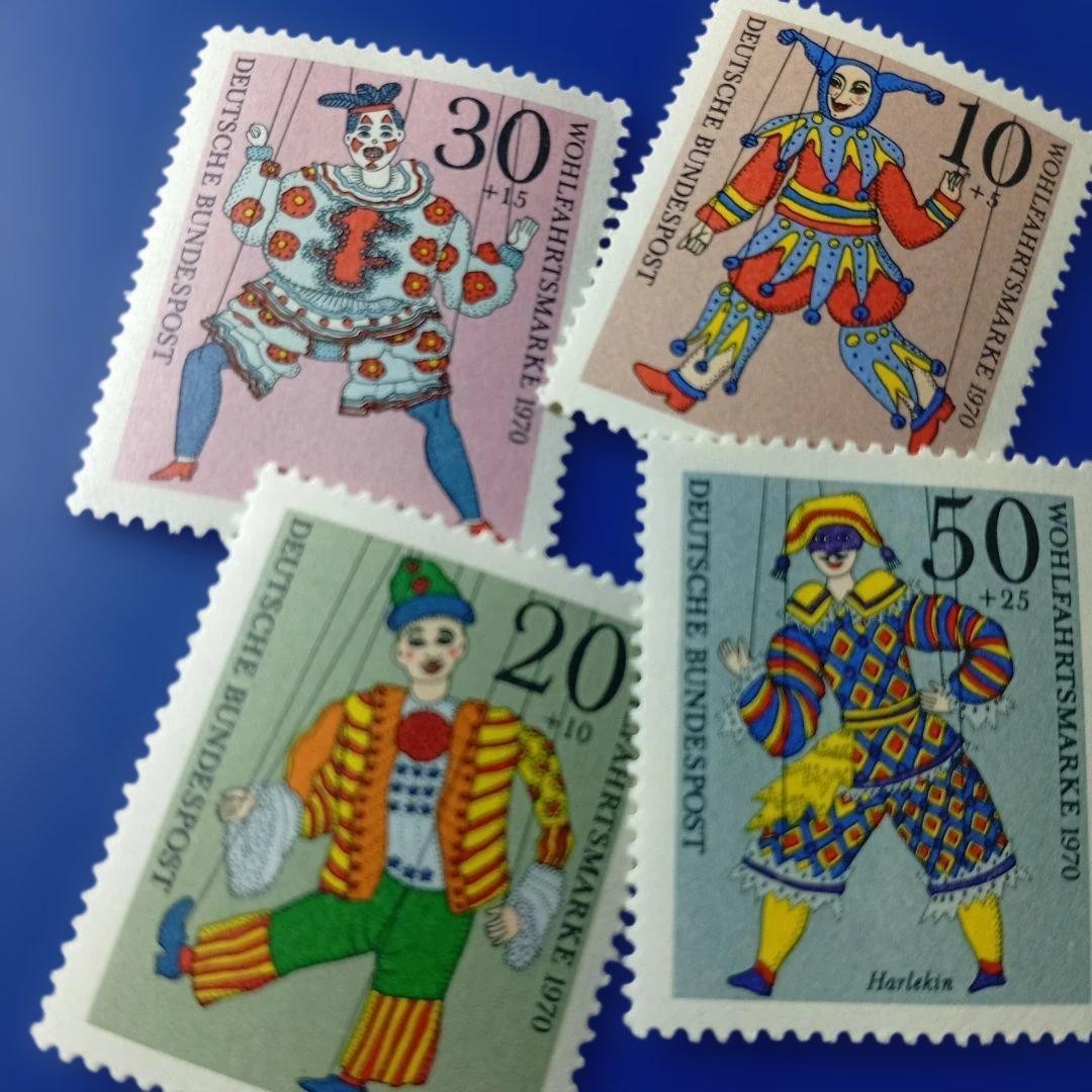 10080 Foreign Stamp Germany 1970 Traditional Puppet Show Clown 4V