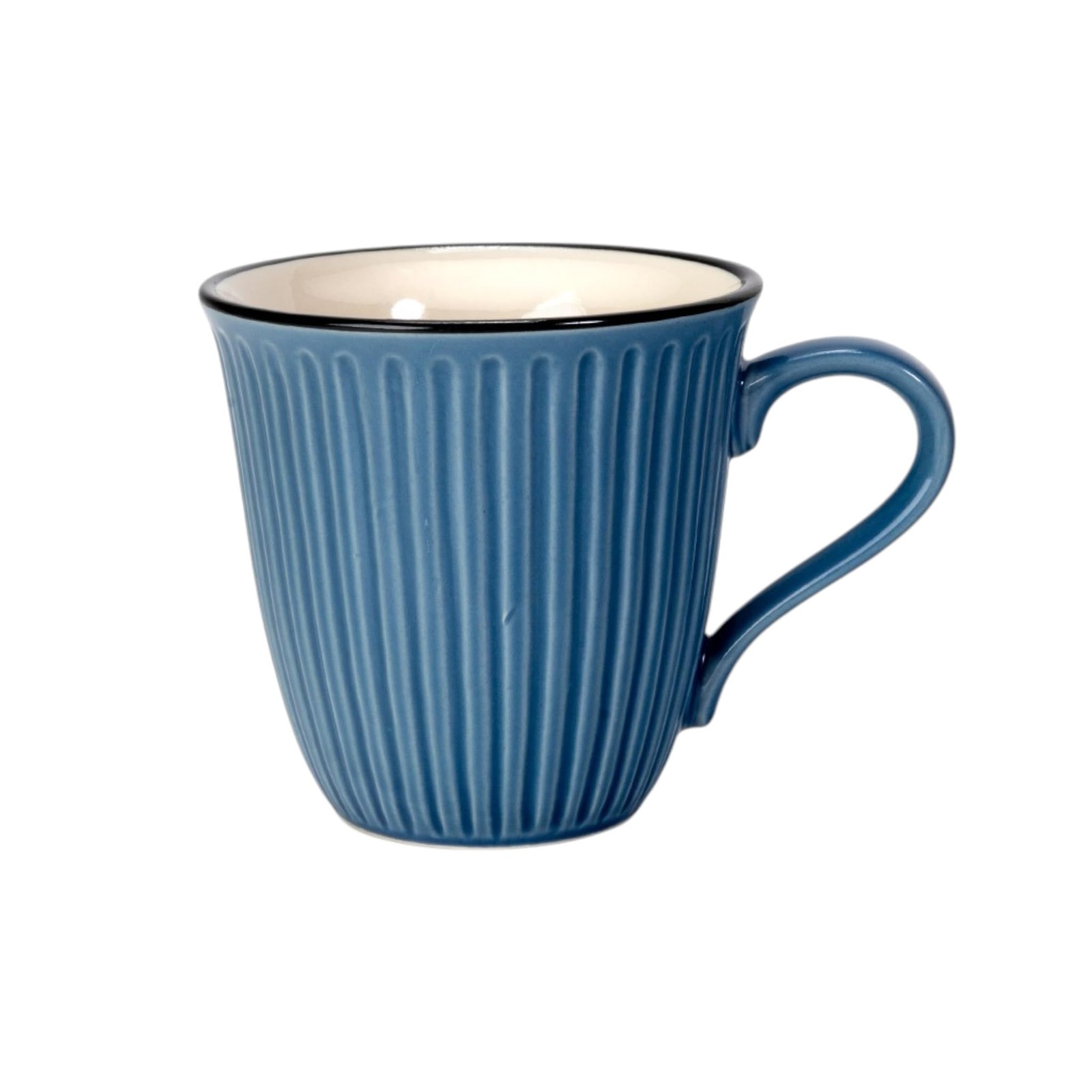 Urban Tokyo Japanese Ceramic Coffee Mug Blue Ribbed Handcrafted Made in Japan