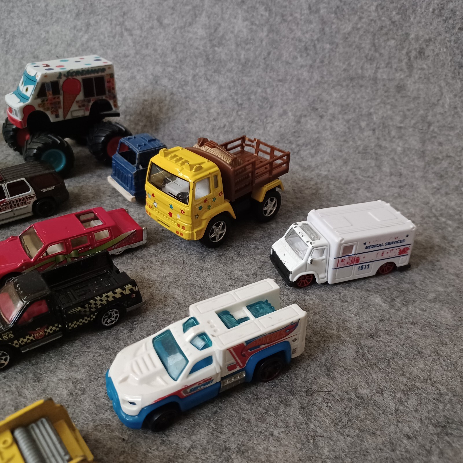 Junk Drawer Mixed Lot 1976 2000s Diecast Trucks Cars Motorcycles Hot Wheels More